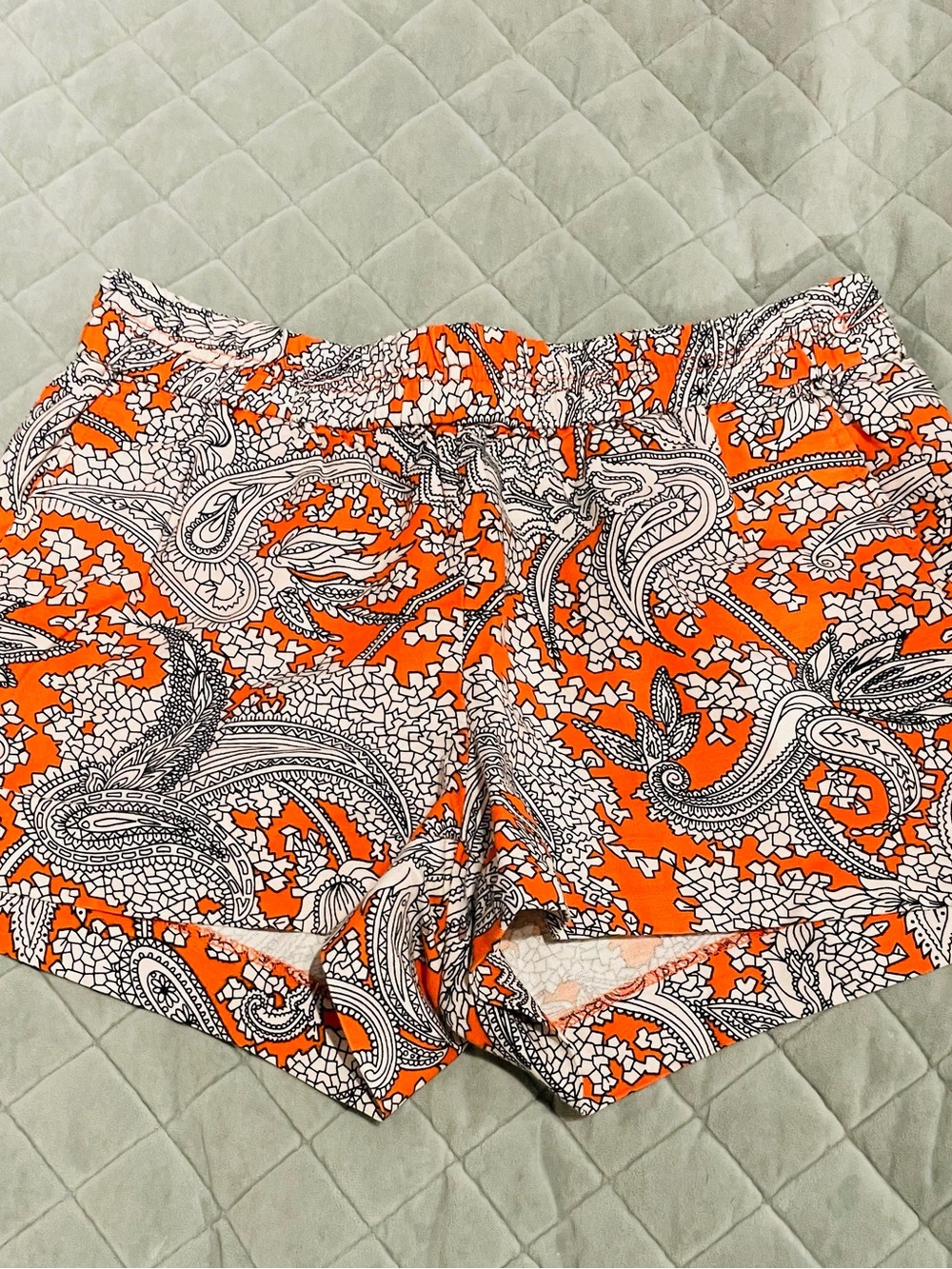 J. Crew Orange Paisley Athletic Drawstring Shorts